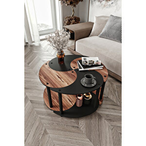 Yi̇n Yang Unity Serenity Orta Sehpa 4 Lü Si̇yah Cevi̇z 70 Cm