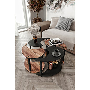 Yi̇n Yang Unity Serenity Orta Sehpa 4 Lü Si̇yah Cevi̇z 70 Cm