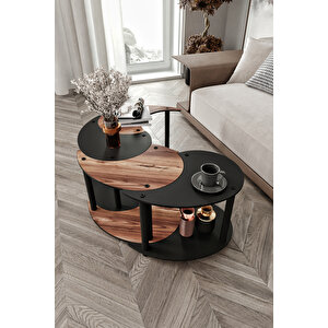 Yi̇n Yang Unity Serenity Orta Sehpa 4 Lü Si̇yah Cevi̇z 70 Cm