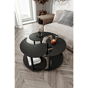 Yin Yang Unıty Serenıty Orta Sehpa 3 Lü Siyah 70cm