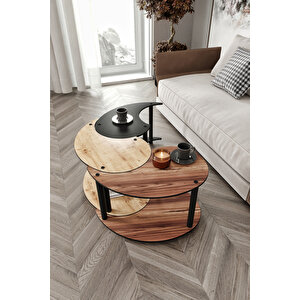 Yin Yang Unity Serenity Orta Sehpa 3 Lü Meşe Ceviz Siyah 70 Cm