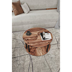 Yin Yang Unıty Serenıty Orta Sehpa 2 Li Madran Ceviz-70 Cm