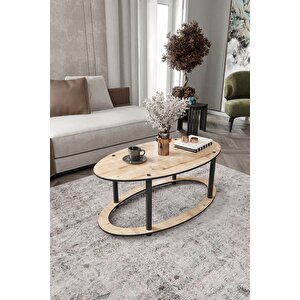 Hole Masivo Orta Sehpa 70x40 Elips Safir Meşe