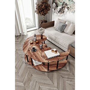 Yin Yang Unıty Serenıty Orta Sehpa 4 Lü Madran Ceviz-90 Cm