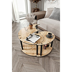 Yi̇n Yang Unity Serenity Orta Sehpa 4 Lü Meşe 70 Cm