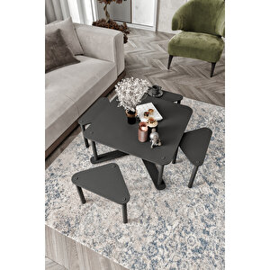 Pizza Sehpa Kare Siyah