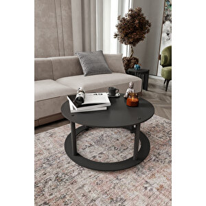 Hole Masivo Orta Sehpa R:70 Cm Yuvarlak Si̇yah