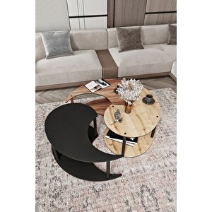 Yin Yang Unıty Serenıty Orta Sehpa 3 Lü Safir Madran Siyah 90 Cm