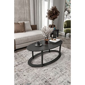 Hole Masivo Orta Sehpa 70x40 Elips Siyah
