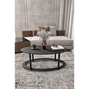 Hole Masivo Orta Sehpa 70x40 Elips Siyah