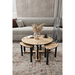 Pizza Sehpa Yuvarlak Meşe