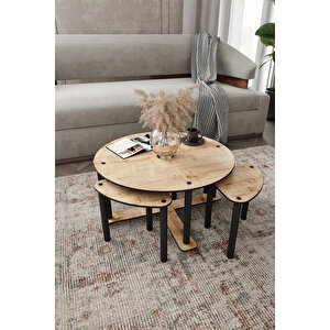 Pizza Sehpa Yuvarlak Meşe