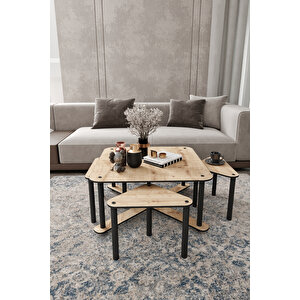 Pizza Sehpa Kare Meşe