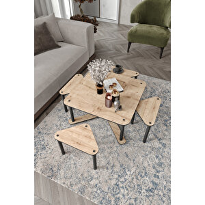 Pizza Sehpa Kare Meşe