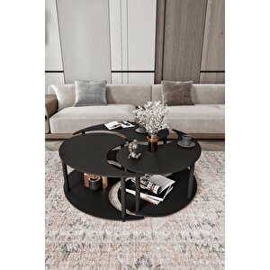 Yin Yang Unıty Serenıty Orta Sehpa 3 Lü Siyah-90 Cm