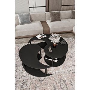 Yin Yang Unıty Serenıty Orta Sehpa 3 Lü Siyah-90 Cm