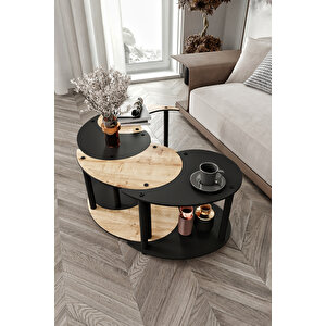 Yi̇n Yang Unity Serenity Orta Sehpa 4 Lü Si̇yah Meşe 70 Cm