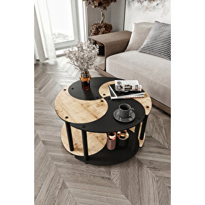Yi̇n Yang Unity Serenity Orta Sehpa 4 Lü Si̇yah Meşe 70 Cm
