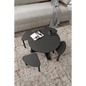 Pizza Sehpa Yuvarlak Siyah