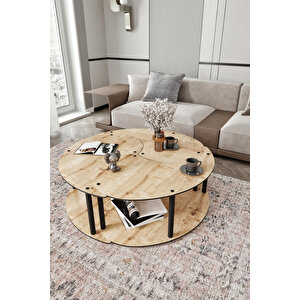 Yin Yang Unıty Serenıty Orta Sehpa 3 Lü Safir Meşe-100 Cm