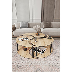 Yin Yang Unıty Serenıty Orta Sehpa 3 Lü Safir Meşe-100 Cm