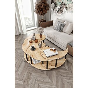 Yin Yang Unıty Serenıty Orta Sehpa 4 Lü Safir Meşe-90 Cm