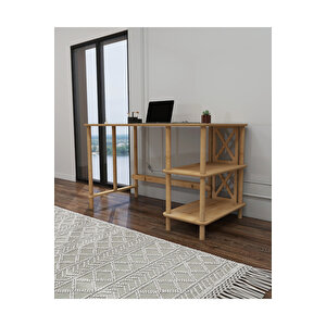 Vivace Çalışma Masası Mdf Ve Ahşap Zarif Tasarım 2 Raflı - Ofis Masası -oyuncu Masası -ders Masası