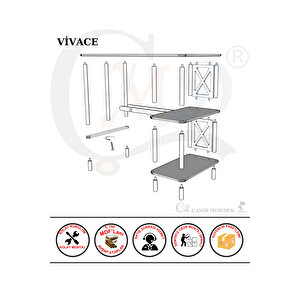 Vivace Çalışma Masası Mdf Ve Ahşap Zarif Tasarım 2 Raflı - Ofis Masası -oyuncu Masası -ders Masası