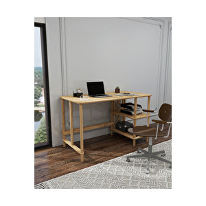 Vivace Çalışma Masası Mdf Ve Ahşap Zarif Tasarım 2 Raflı - Ofis Masası -oyuncu Masası -ders Masası