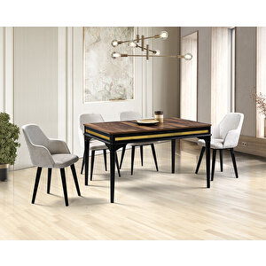 Elkamet Siyah Masa & Lotus Sandalye Takımı Hdr1215 - Md