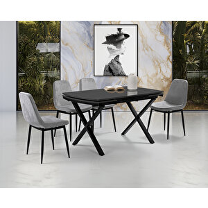 Güneş Antrasit Masa & Peri Sandalye Takımı Hdr1256 - Md