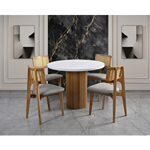 Polo Yuvarlak Masa & Yonca Hasırlı Sandalye Takımı Hdr1210 - Md