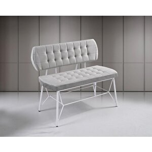 Vegas Beyaz Mermer Masa & Gözde Beyaz Benç Takımı Takımı Hdr1274 - Md