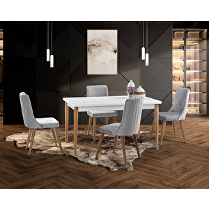 Valenta Beyaz Masa & Patrik Sandalye Takımı Hdr1221 - Md