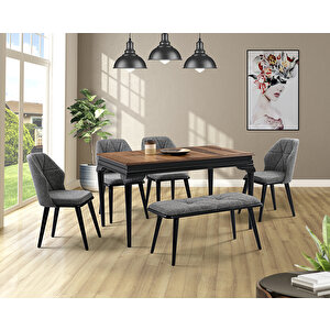 Avangard Siyah Masa & Buse Sandalye & Buse Benç Takımı Hdr1218 - Md