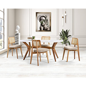 Çeşme Oval Masa & Yonca Hasırlı Sandalye Takımı Hdr1214 - Md