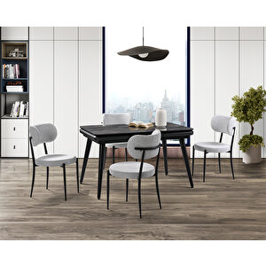 Morino Siyah Mermer Masa & Atlas Metal Sandalye Takımı Hdr1232 - Md