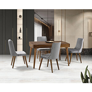 Orkide Ceviz Masa & Patrik Sandalye Takımı Hdr1246 - Md