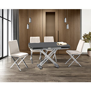 Galata Antrasit Masa & Mono Krom Sandalye Takımı Hdr1250 - Md