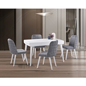 Orkide Beyaz Masa & Damalı Sandalye Takımı Hdr1245 - Md