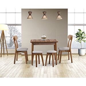 İzmir Ceviz Masa & İzmir Sandalye & Tabure Takımı Hdr1270 - Md