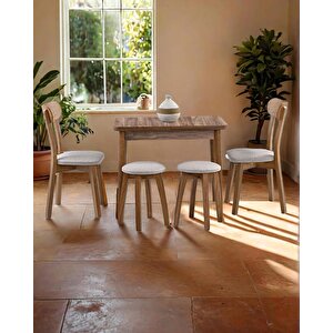 İzmir Ceviz Masa & İzmir Sandalye & Tabure Takımı Hdr1270 - Md