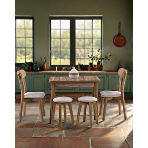 İzmir Ceviz Masa & İzmir Sandalye & Tabure Takımı Hdr1270 - Md