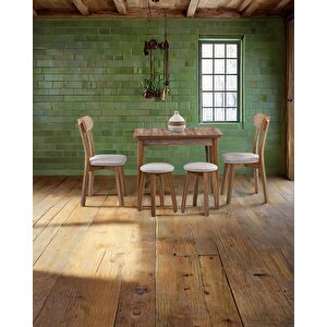 İzmir Ceviz Masa & İzmir Sandalye & Tabure Takımı Hdr1270 - Md