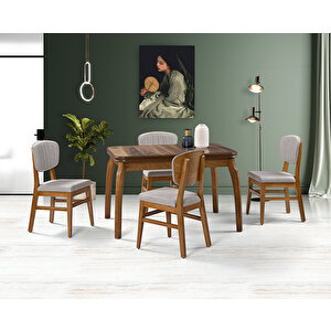 Manolya Ceviz Masa & Manolya Ceviz Sandalye Takımı Hdr1237 - Md