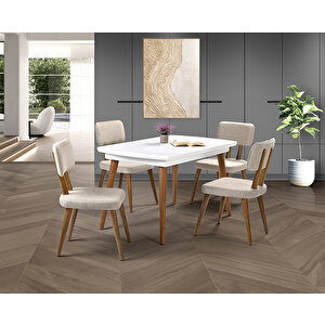 Milano Beyaz Masa & Derin Sandalye Takımı Hdr1228 - Md