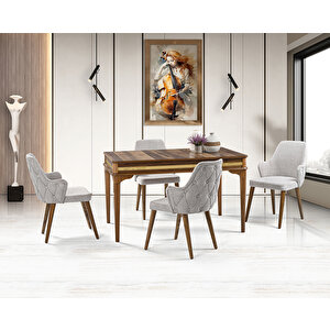 Elkamet Ceviz Masa & Damla Sandalye Takımı Hdr1217 - Md