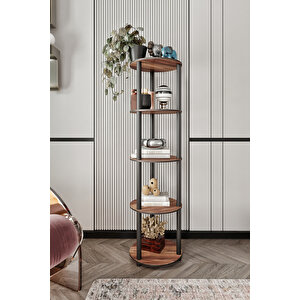 Dekoratif Masi̇vo Ki̇taplik 5 Katlı 34 Çap Yuvarlak Çok Amaçlı Raf