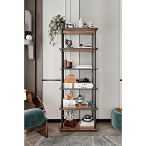 Dekoratif Masi̇vo Ki̇taplik 6 Katlı 30x60 Dikdörtgen Çok Amaçlı Raf Madran Cevi̇z