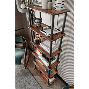 Dekoratif Masi̇vo Ki̇taplik 6 Katlı 30x60 Dikdörtgen Çok Amaçlı Raf Madran Cevi̇z